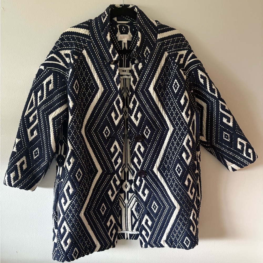 Kirei Geometric Navy and Cream Women's Jacket